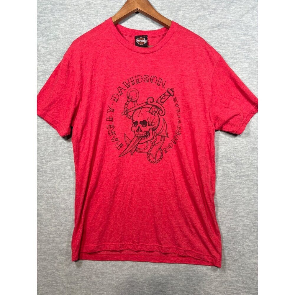 Harley‎ Davidson XL Top Red Skull Anchor Graphic T-Shirt Traverse City